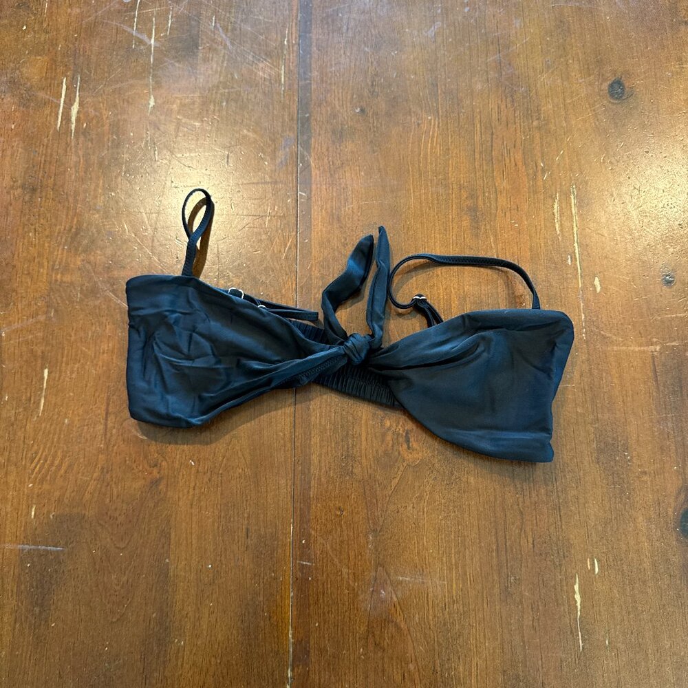 White Fox Swim Black Bandeau Bikini Top Size Small Minimal Strap Sexy